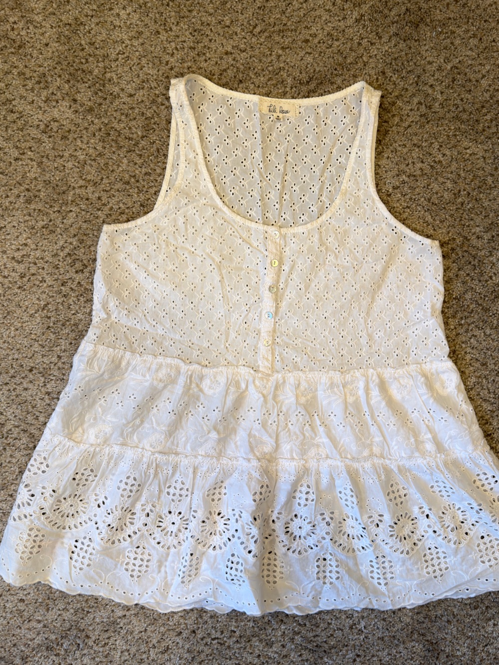 White Eyelet Tiered Camisole Tank
